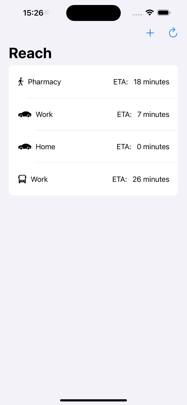 Reach iPhone destination list screenshot
