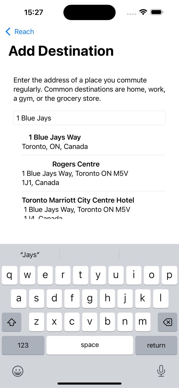 Reach iPhone add destination screenshot