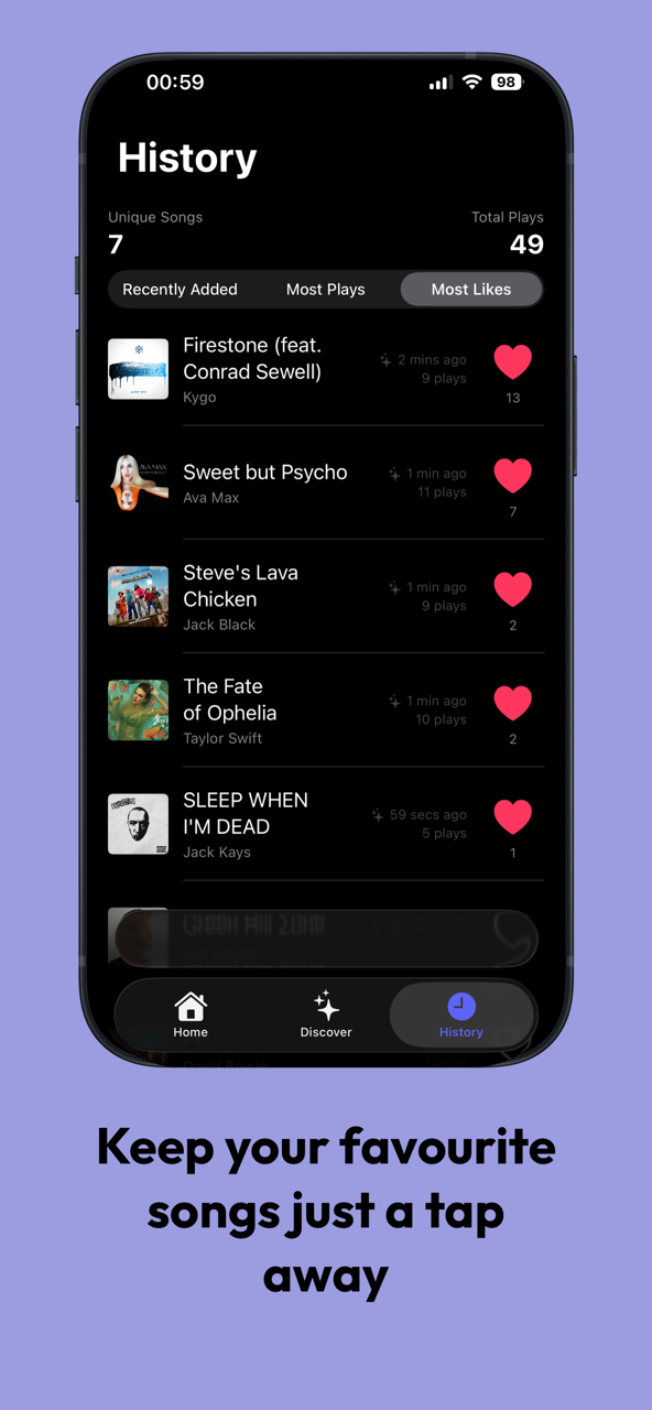 Sonnio song recognition screen